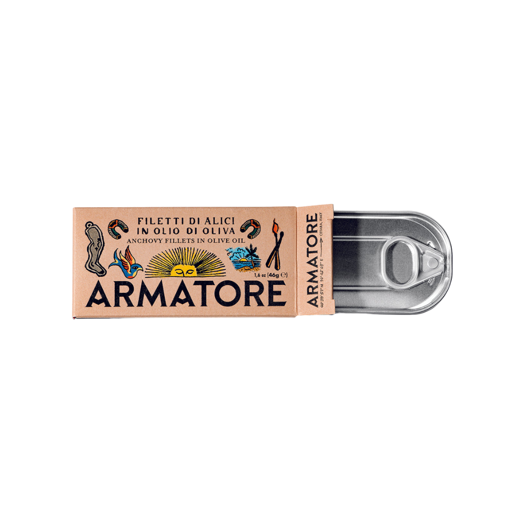 Originalverpackung Alici 45 g Dose von Armatore – italienische Sardellen – KUCINA Delikatessen